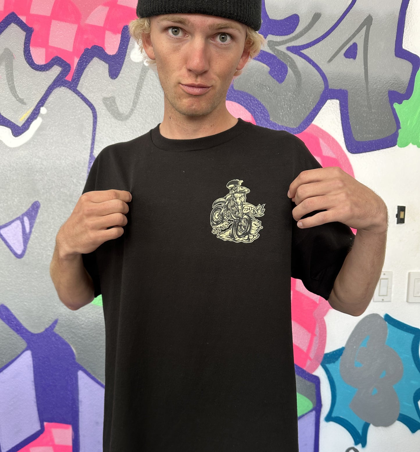 Full Moon Racer Short Sleeve T Shirt - Black