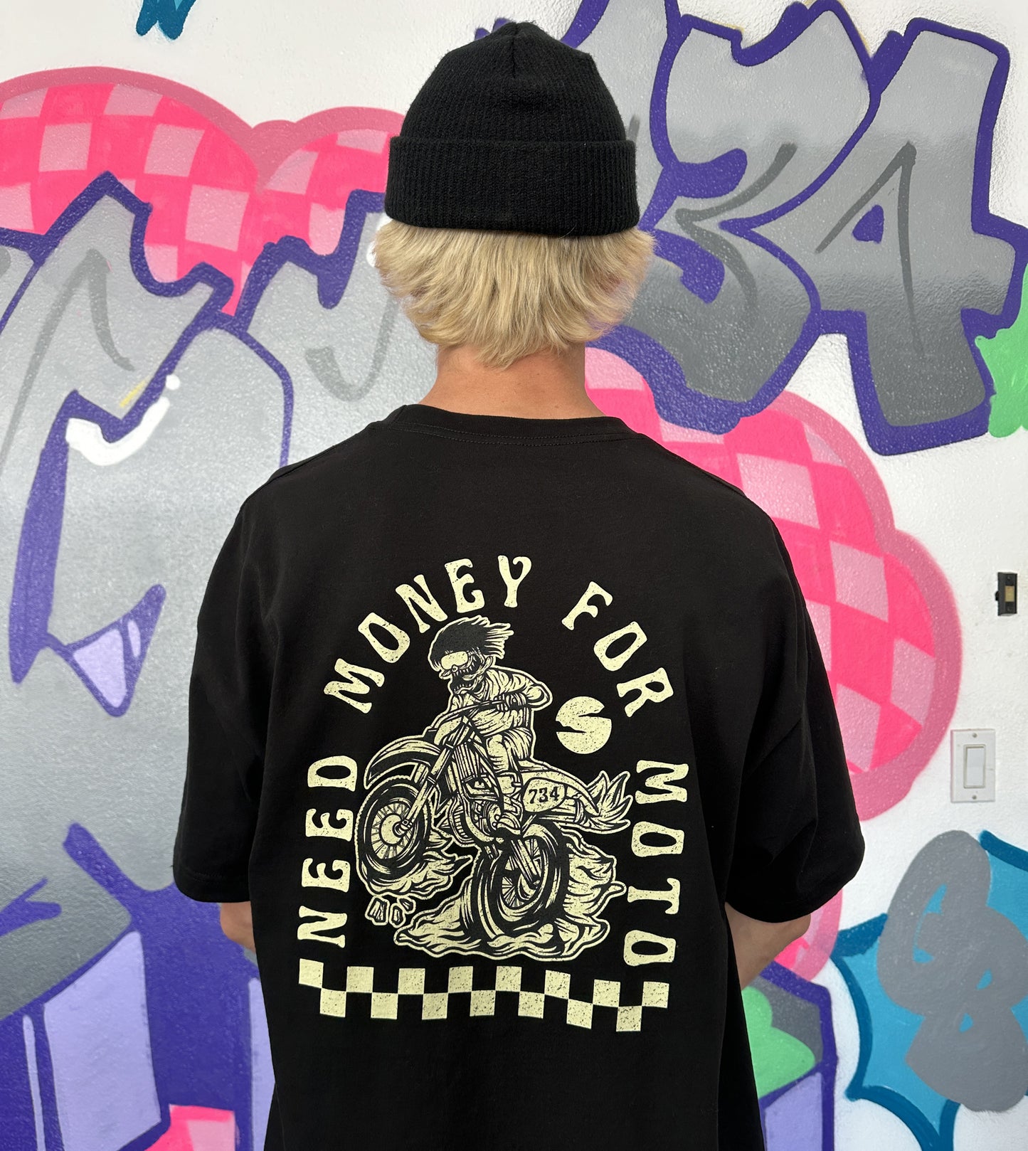 Full Moon Racer Short Sleeve T Shirt - Black