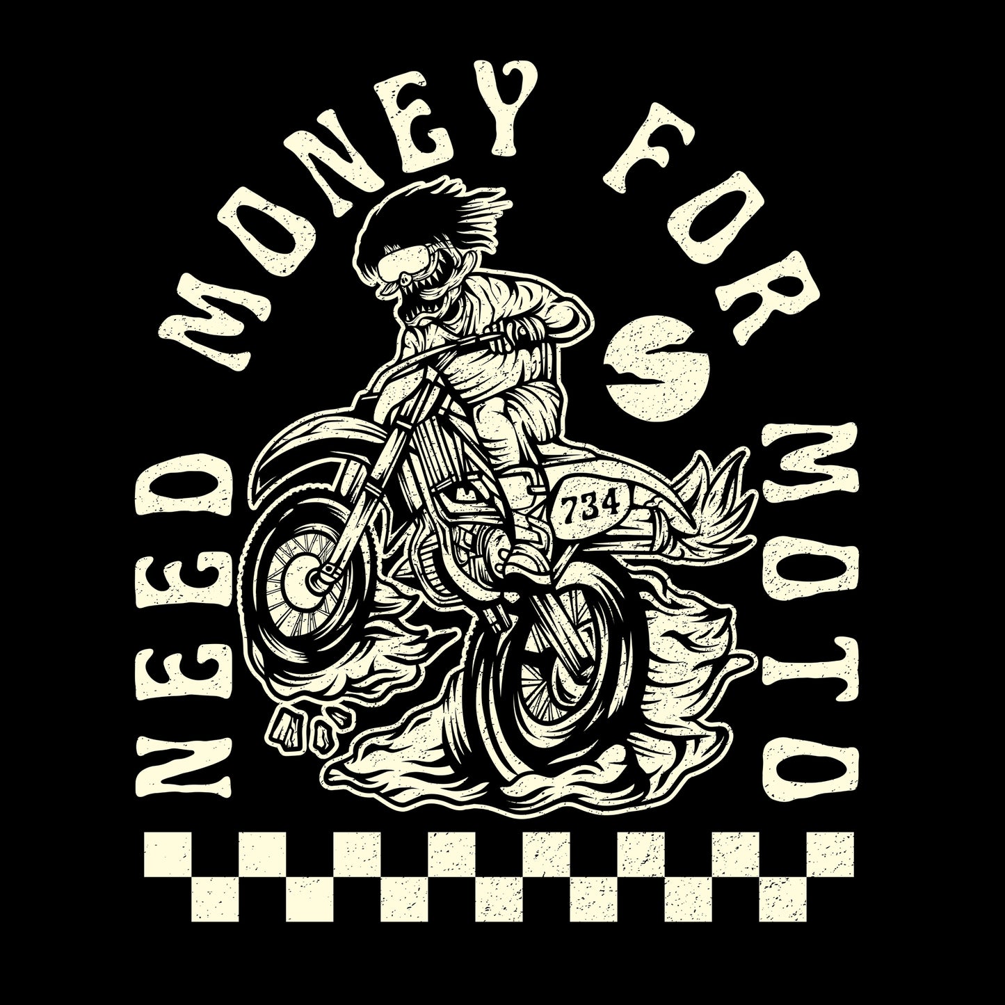 Full Moon Racer Short Sleeve T Shirt - Black