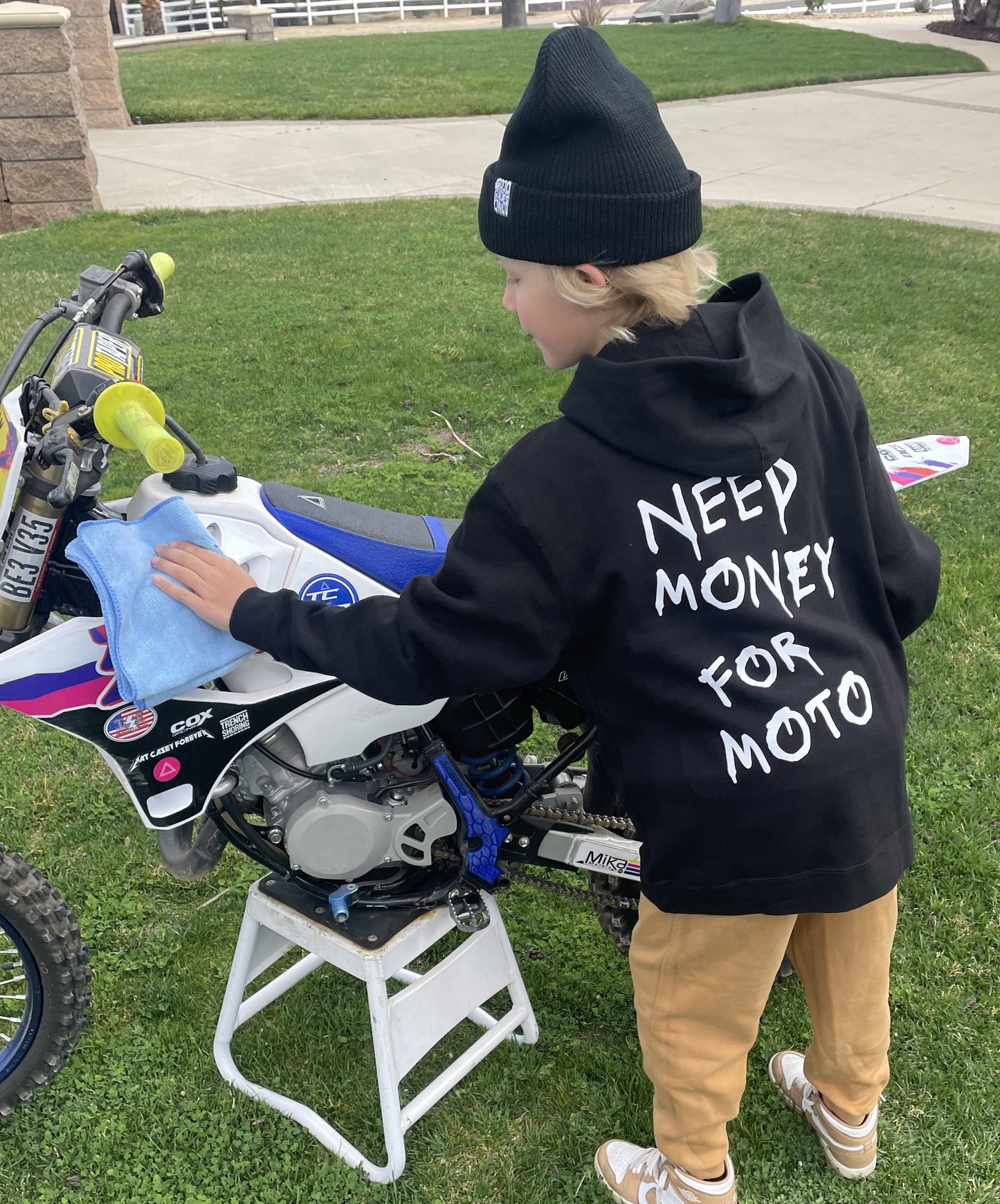 Black Youth Hoodie Sweatshirt Need Money for Motocross - Motocross Themed Apparel for kids and youth sizes S-XL, for moto riders, moto racers and moto fans
