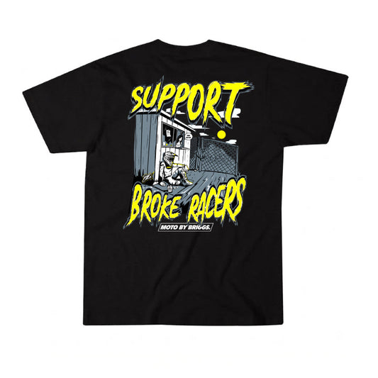 Support Broke Racers T Shirt - Black