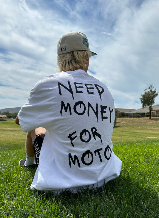 Money For Moto Short Sleeve T Shirt - White